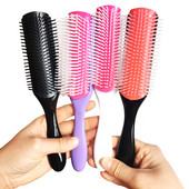 4 színes 9 soros Denman kefe Női Detangling Styling Hajkefe Fejbőr Masszírozó Szalon Fodrász Egyenes Göndör Nedves 4c Hajfésű