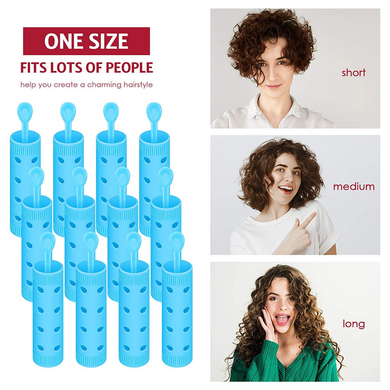 Maza izmēra matu ruļļu komplekts, ietver 28 plastmasas gludus matu ruļļus 0,63 collu/ 1,6 cm matu ruļļos ar tērauda ķemmi.