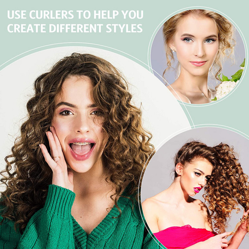 Maza izmēra matu ruļļu komplekts, ietver 28 plastmasas gludus matu ruļļus 0,63 collu/ 1,6 cm matu ruļļos ar tērauda ķemmi.