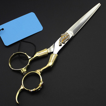 Професионална япония 440c 6 \'\' Ретро златни скъпоценни камъни ножици за подстригване бръснар makas подстригване изтъняващи ножици фризьорски ножици