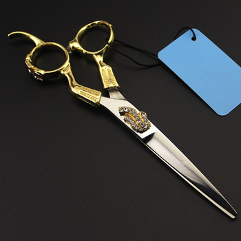 Професионална япония 440c 6 \'\' Ретро златни скъпоценни камъни ножици за подстригване бръснар makas подстригване изтъняващи ножици фризьорски ножици