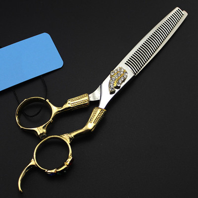 Profesionalne japanske 440c 6 `` Retro zlatne gem cut škare za šišanje brijač makas škare za stanjivanje frizerske škare