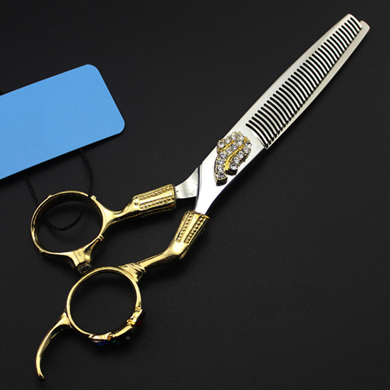 Profesionalne japanske 440c 6 `` Retro zlatne gem cut škare za šišanje brijač makas škare za stanjivanje frizerske škare