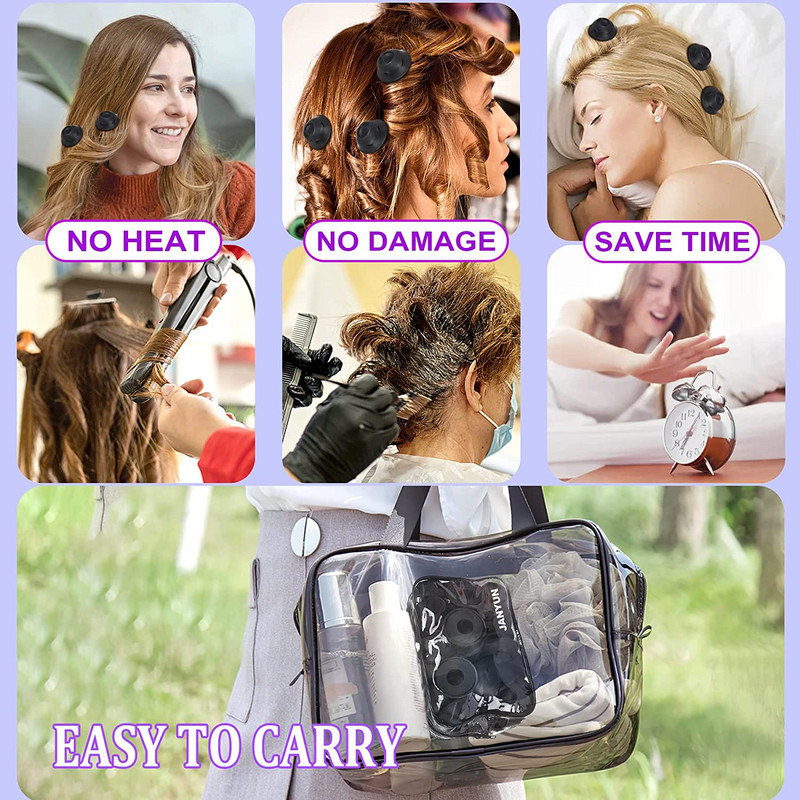 Mekani silikonski uvijači za kosu od 40 komada Čarobni uvijači za kosu s vrećicama Bez zagrijavanja Ne ozljeđuju Kosilice za kovrče Styling Djevojke Dame