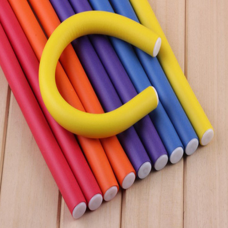 Elastīgs matu lokošanas stienis Matu ruļļi Padarīt mīkstas putas Bendy Twist cirtas DIY Rollers Veidošanas rīki 10gab (nejaušas krāsas)