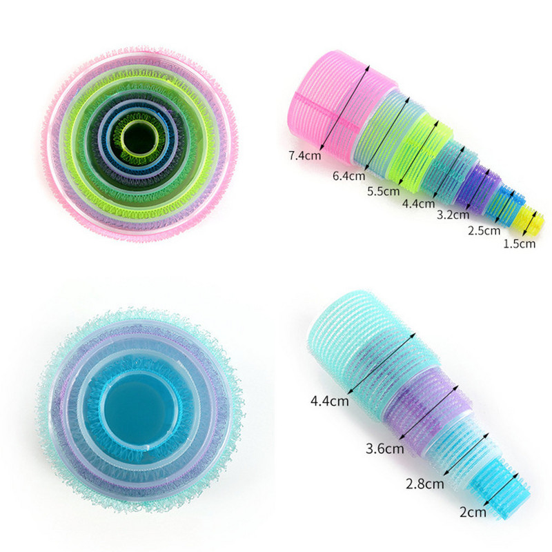 6gab 7 izmēra frizieru mājas lietošanai matu ruļļi DIY Magic lieli pašlīmējošie matu ruļļi Veidošanas rullīšu ruļļu ruļļi skaistumkopšanas rīks