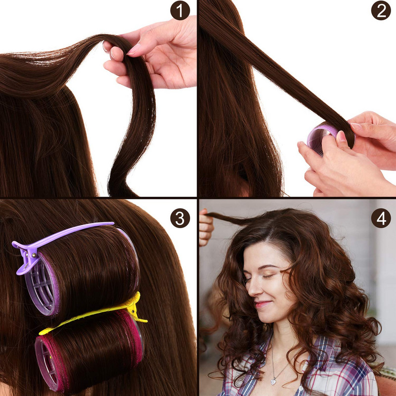 Σετ μπουκλών με μεγάλο Self Grip 24 τεμαχίων Lazy Magic Roller Hair No Heat Curling Εργαλεία styling χτενίσματος κομμωτηρίου με κλιπ