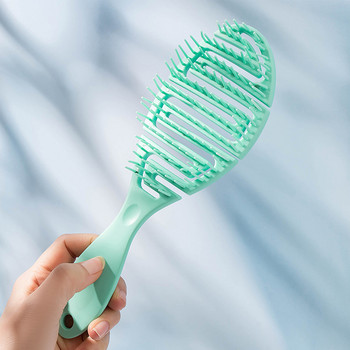 Wet Brush Pro Flex Dry, извит гребен, масажен гребен с пухкава форма, гребен за къдрене с ребра, може да се използва върху мокра коса за лесно разресване