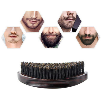 Нов мъж Четина от глиган 360 Wave Wood Beard Brush Face Massage Facial Hair Cleaning Brush for Men\'s Mustache Sharing Brush