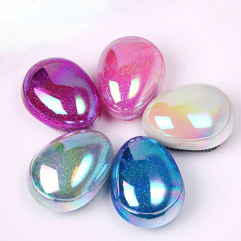 Egg Shape Glitter Antisztatikus Masszázs Hajkefe Tangle Straight Hair Brush Csomósodásgátló Hajsimító Fésű formázó eszközök
