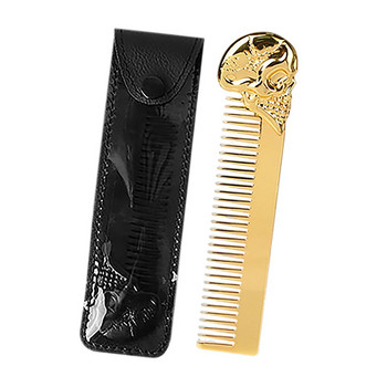 Мъжки гребен за брада Гребен за мустаци Cool Smooth Round Teeth Skull Head Hair Pocket Comb Стилен инструмент за подстригване на коса за брада Grooming