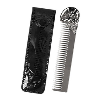 Мъжки гребен за брада Гребен за мустаци Cool Smooth Round Teeth Skull Head Hair Pocket Comb Стилен инструмент за подстригване на коса за брада Grooming