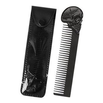 Мъжки гребен за брада Гребен за мустаци Cool Smooth Round Teeth Skull Head Hair Pocket Comb Стилен инструмент за подстригване на коса за брада Grooming