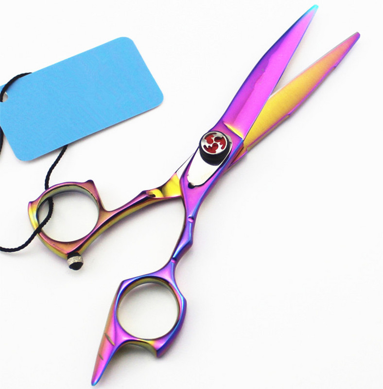 Foarfece de păr curcubeu de 5,5 inci profesionale de lux Japonia 440c pentru tăierea frizerului salon de coafură foarfece de subțiere foarfece de coafură