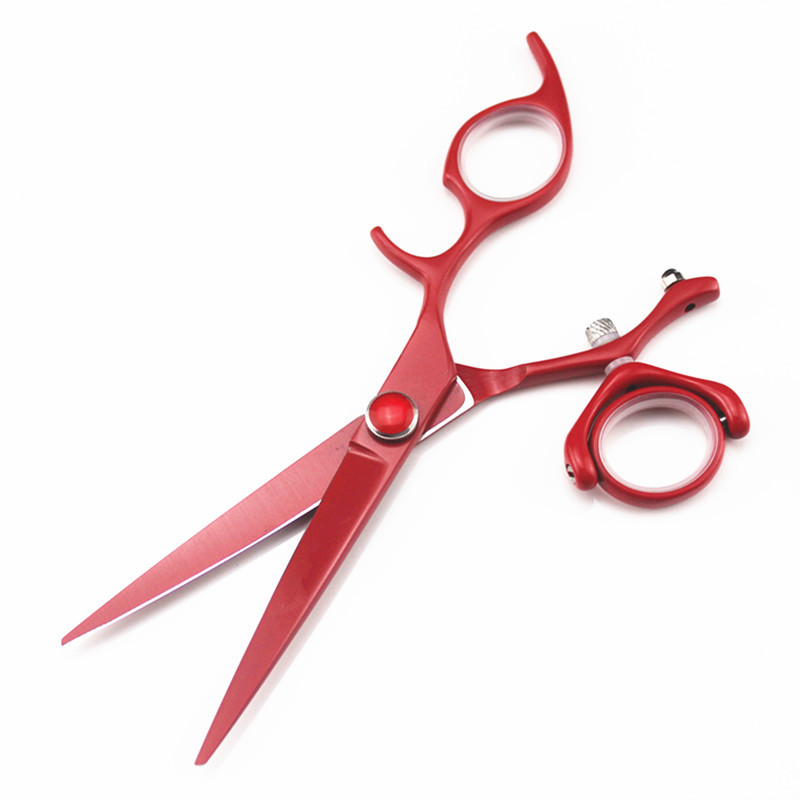 Japonia profesională 440c 6 inch roșu Fly Rotate foarfece de păr tăiere frizer makas tunsoare de subțiere foarfece de coafură