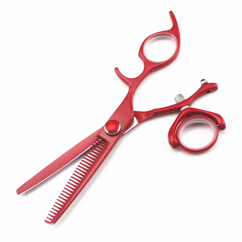 Japonia profesională 440c 6 inch roșu Fly Rotate foarfece de păr tăiere frizer makas tunsoare de subțiere foarfece de coafură