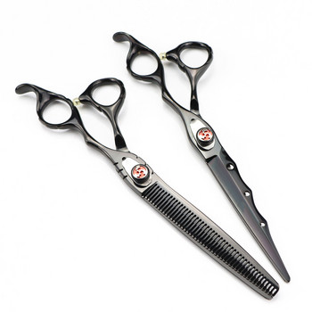 Професионална стомана JP 440c 7 \'\' Черен пламък скъпоценни камъни ножици за рязане бръснарски инструменти фризьорски ножици фризьорски ножици
