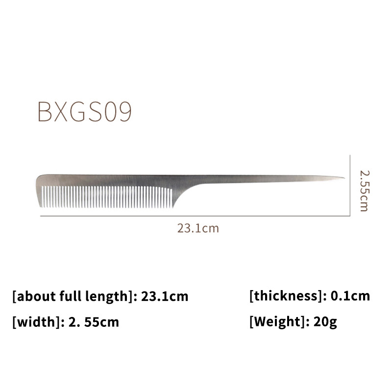 Visokokvalitetni nehrđajući čelik, srebrni metalni češalj za brijanje, frizerski salon, češalj za šišanje za muškarce i žene