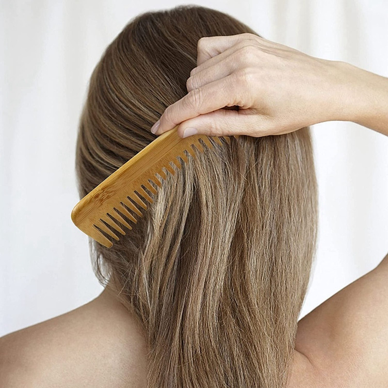 AD storio medžio masyvo šukos plačių dantų šukos Nešiojamos formavimo masažo antistatinės plaukų šukos be rankenų kirpyklų šukos