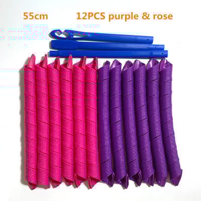 55 cm pārnēsājams maģiskais ruļļi DIY matu ruļļi spirālveida apaļas cirtas Wave Former bez karstuma ruļļi sievietēm un meitenēm