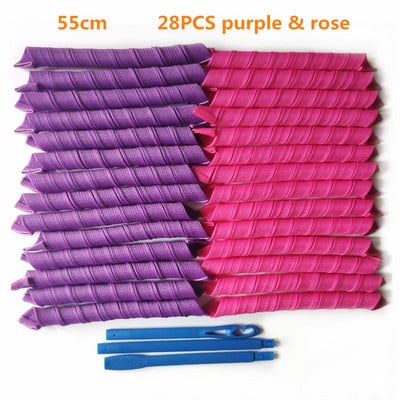 55 cm pārnēsājams maģiskais ruļļi DIY matu ruļļi spirālveida apaļas cirtas Wave Former bez karstuma ruļļi sievietēm un meitenēm