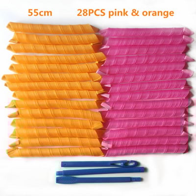 55 cm pārnēsājams maģiskais ruļļi DIY matu ruļļi spirālveida apaļas cirtas Wave Former bez karstuma ruļļi sievietēm un meitenēm