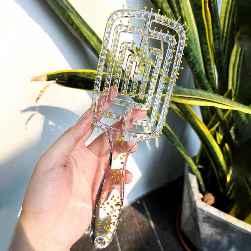 Mooduskamm koheva kujuga märgkuiv, kasutades õõnsat väljatõmmatavat antistaatiline juuksuri plastikust kumera varrega massaaži juuksehari koduks