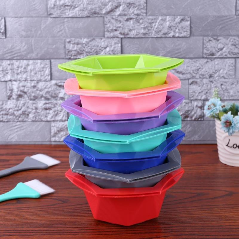 7 vnt./rinkinys Plaukų dažų spalvotų šepetėlių dubenėlių rinkinys Spalvoti plaukų dažymo šepetėliai Lengvai valomas maišomas dubuo, skirtas Pro Salon Barber kirpėjai