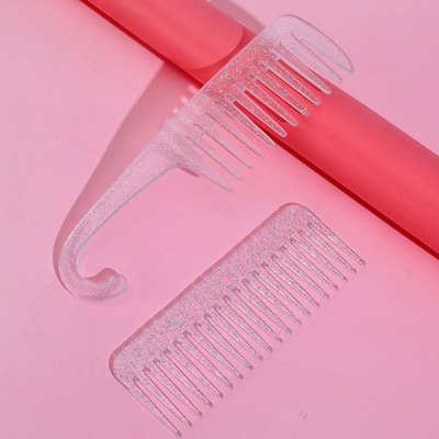 2022 m. permatomos pudros baltos lenktos kabliuko šukos plokščios šukos su plačiomis dantimis Plokščios šukos išlenktos plokščios šukos formuojančios garbanotų plaukų šukos