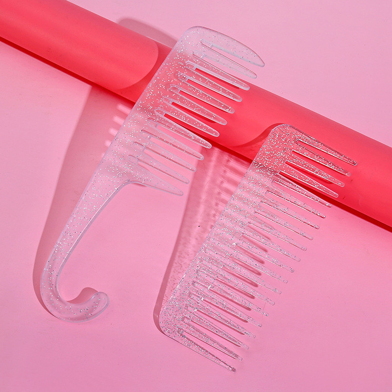 2022 m. permatomos pudros baltos lenktos kabliuko šukos plokščios šukos su plačiomis dantimis Plokščios šukos išlenktos plokščios šukos formuojančios garbanotų plaukų šukos