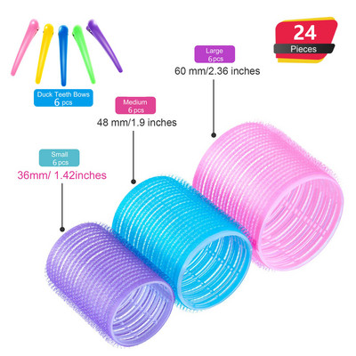 Jumbo matu ruļļi Matu ruļļi 24/48 gab. 3 izmēri Lieli paštveramie matu ruļļi gariem matiem, lieli matu ruļļi gariem matiem