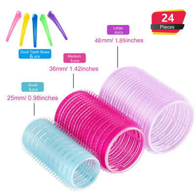 Jumbo matu ruļļi Matu ruļļi 24/48 gab. 3 izmēri Lieli paštveramie matu ruļļi gariem matiem, lieli matu ruļļi gariem matiem