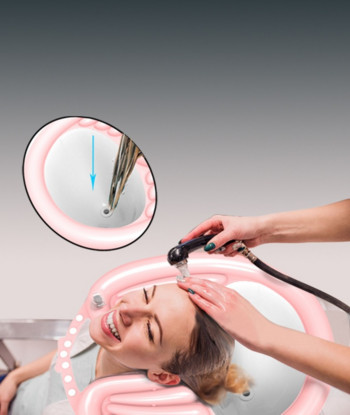 Преносим надуваем мивка за коса Сгъваема вградена надуваема облегалка за глава Head Up Шампоан за коса Инструменти за възрастни бременни