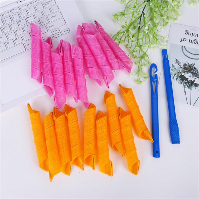 10 vnt Sraigės formos plaukų voleliai Flexi Rods Magic No Heat Waveform Plaukų suktukai Wave Formers DIY Heatless Curling Strids formavimo įrankis