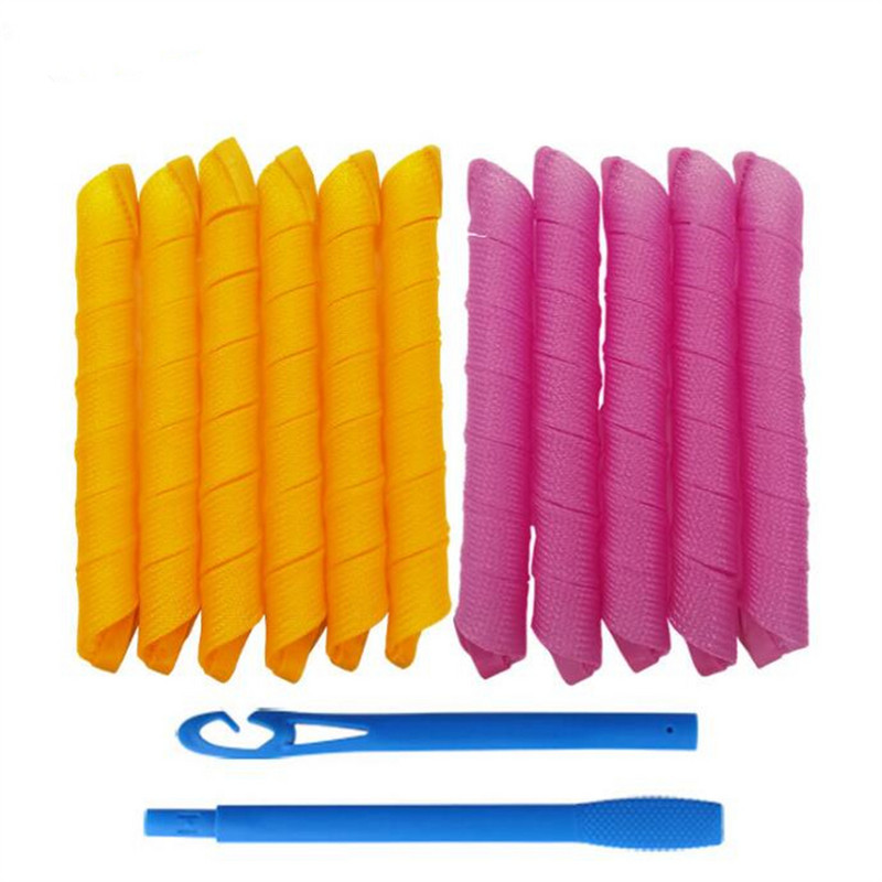 10 vnt Sraigės formos plaukų voleliai Flexi Rods Magic No Heat Waveform Plaukų suktukai Wave Formers DIY Heatless Curling Strids formavimo įrankis