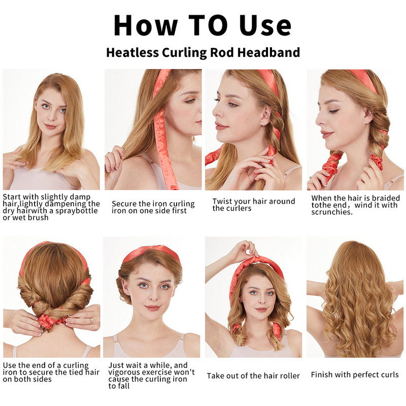 Mekani uvijači za kosu Svileni uvijači bez zagrijavanja Traka za glavu Sleep Overnight Stvara kovrče Valovi Vrpca bez zagrijavanja Uvijači za kosu Satenski alat