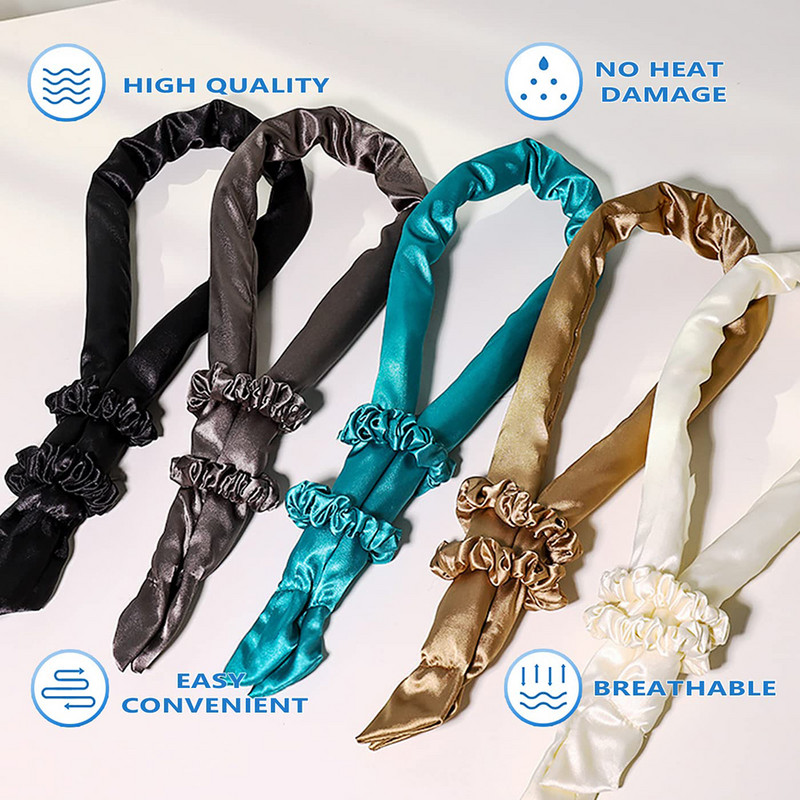 Mekani uvijači za kosu Svileni uvijači bez zagrijavanja Traka za glavu Sleep Overnight Stvara kovrče Valovi Vrpca bez zagrijavanja Uvijači za kosu Satenski alat