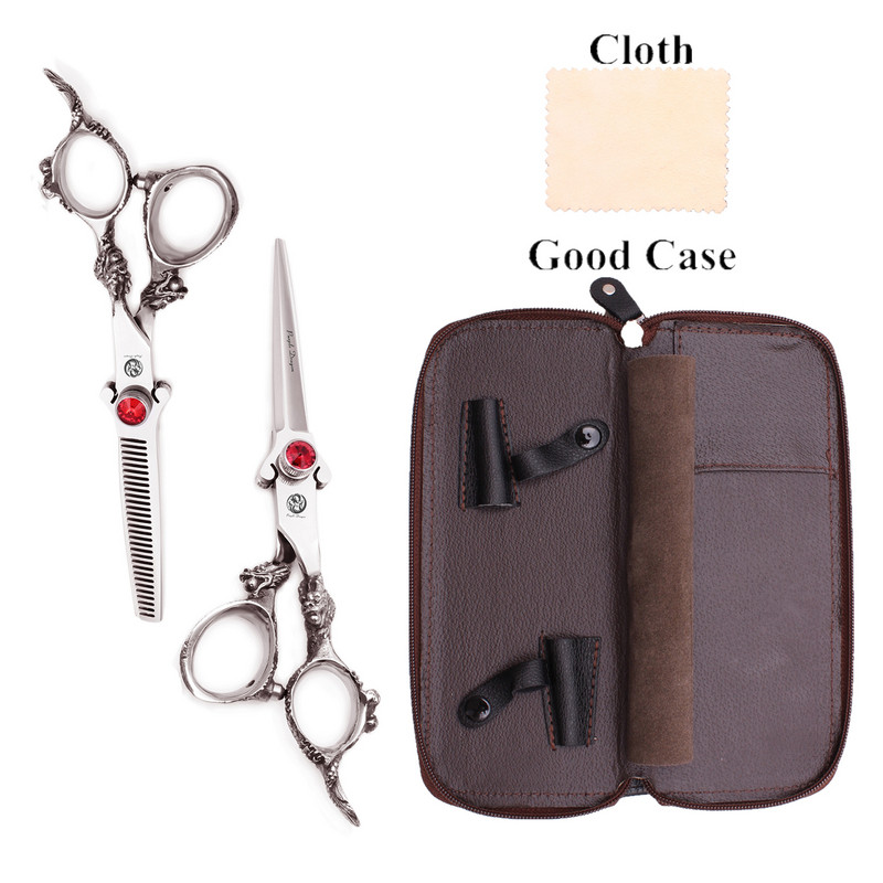 Kirpyklos žirklės 5,5" 6" japoniškos 440C plaukų kirpimo žirklės Profesionalios drakono rankenos retinimo žirklės saloninės plaukų žirklės Z9007