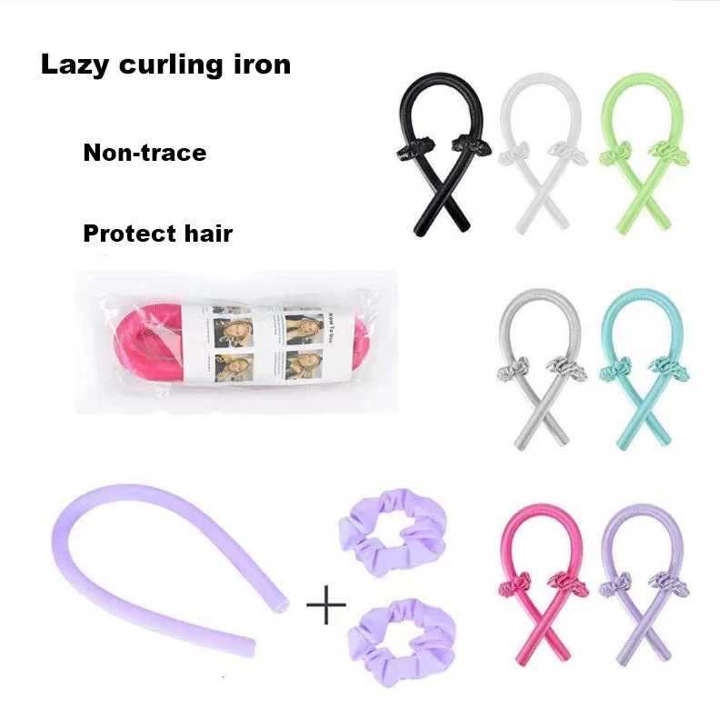 Slik Satin Heatless garbanojimo strypo galvos juostelė No Heat Lazy Hair Curler Minkšta galvos juosta garbanotiems plaukams įrankiai miegantys nešildomi plaukų voleliai