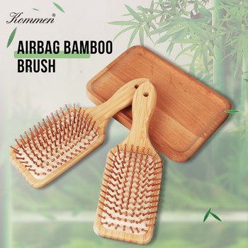 Бамбуков гребен Nature Wooden Brush Anti-Static Detangle Четка за коса Дамски гребен за масаж на скалпа Въздушна възглавница Инструменти за оформяне на косата