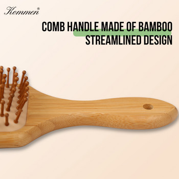 Бамбуков гребен Nature Wooden Brush Anti-Static Detangle Четка за коса Дамски гребен за масаж на скалпа Въздушна възглавница Инструменти за оформяне на косата