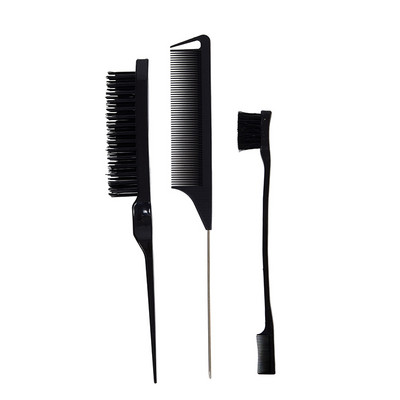 Set de 3 perii de păr, pieptene pentru coafarea părului, inclusiv perie cu două fețe și pieptene cu coadă de șobolan și pieptene pentru bărbier