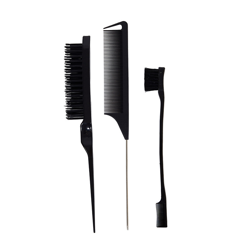 Set de 3 perii de păr, pieptene pentru coafarea părului, inclusiv perie cu două fețe și pieptene cu coadă de șobolan și pieptene pentru bărbier