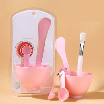 6db DIY maszk tál keverőkefe smink eszközkészlet 4 az 1-ben Beauty bőrápoló ecsettel kevert keverős spatula mérőkanál készlet
