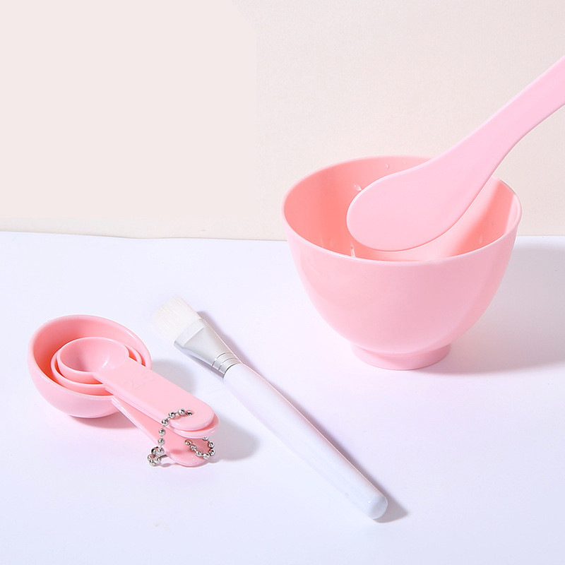 6db DIY maszk tál keverőkefe smink eszközkészlet 4 az 1-ben Beauty bőrápoló ecsettel kevert keverős spatula mérőkanál készlet