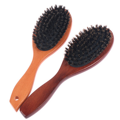 Natural Boar Bristle Hair Brush For Women Men Kid Soft Bristles Brush For Thin and Fine Hair Restore Shine Texture Wooden Handle
