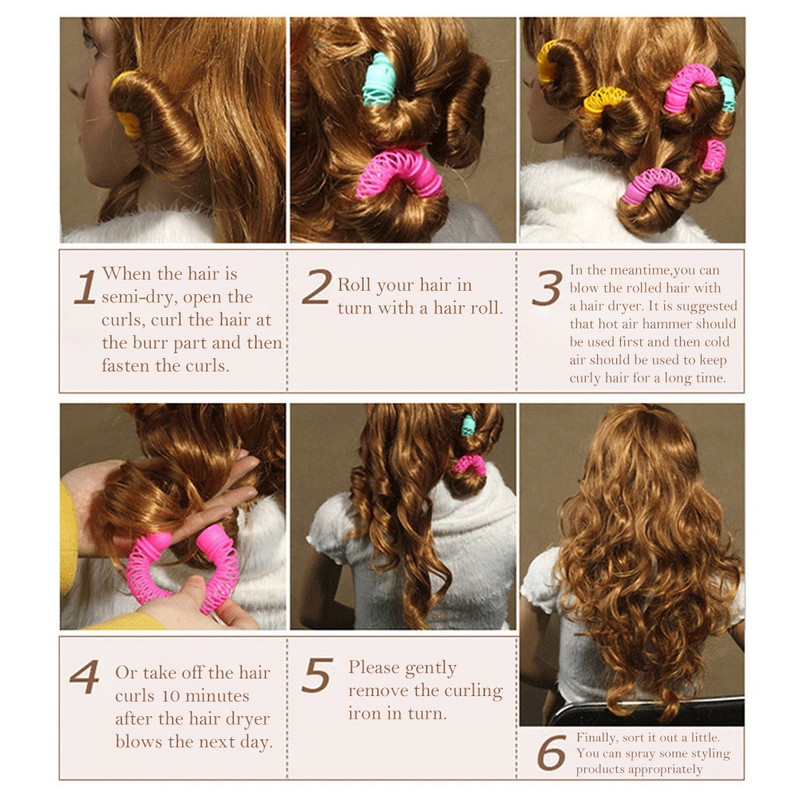 6/8 kom. Krafne za oblikovanje kose Valjak za oblikovanje frizure Plastični Bendy Mekani uvijač Spiralne kovrče Valjci DIY Alati za oblikovanje kose