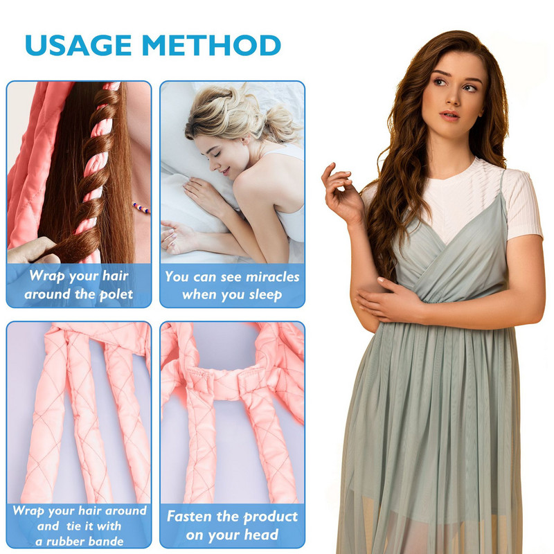 Nekarsējams kērlinga stieņa galvas saite Octocurl matu lokotājs bez karstuma mīkstas putas rullīši Lazy matu ruļļi Wave Formers miega veidošanas rīks
