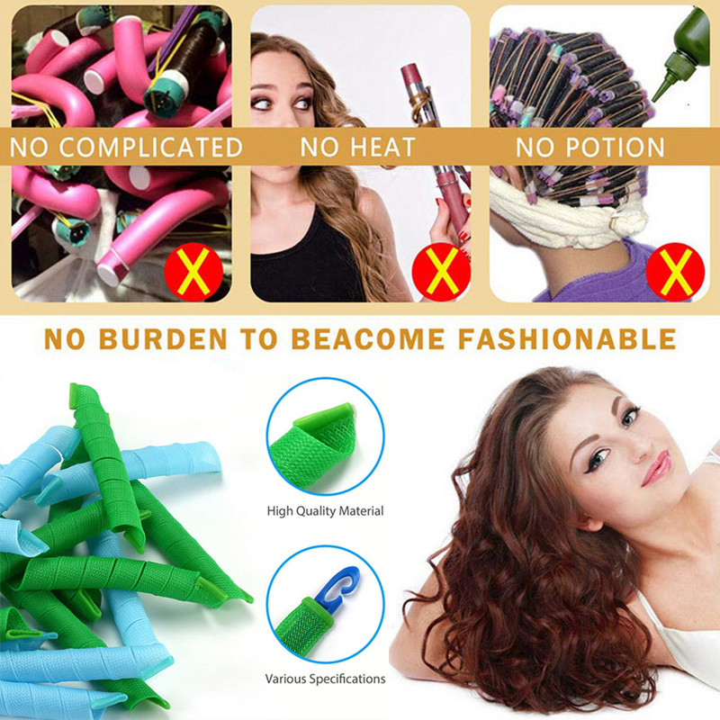 Heatless Hair Curler (30/45/55cm) No Heat Spiral Curls Modeler Magic Hair Roller Styling Kit for Women Home Salon DIY Hairstyle