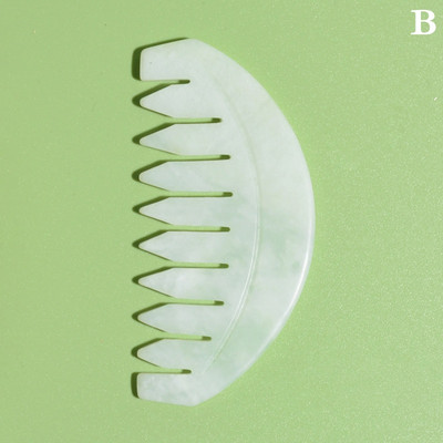 1PC Pieptene de masaj cu meridian de jad Pieptene cu dinți lați Masaj pentru cap GuaSha Perie de masaj pentru scalp Instrument de îngrijire a părului Nou